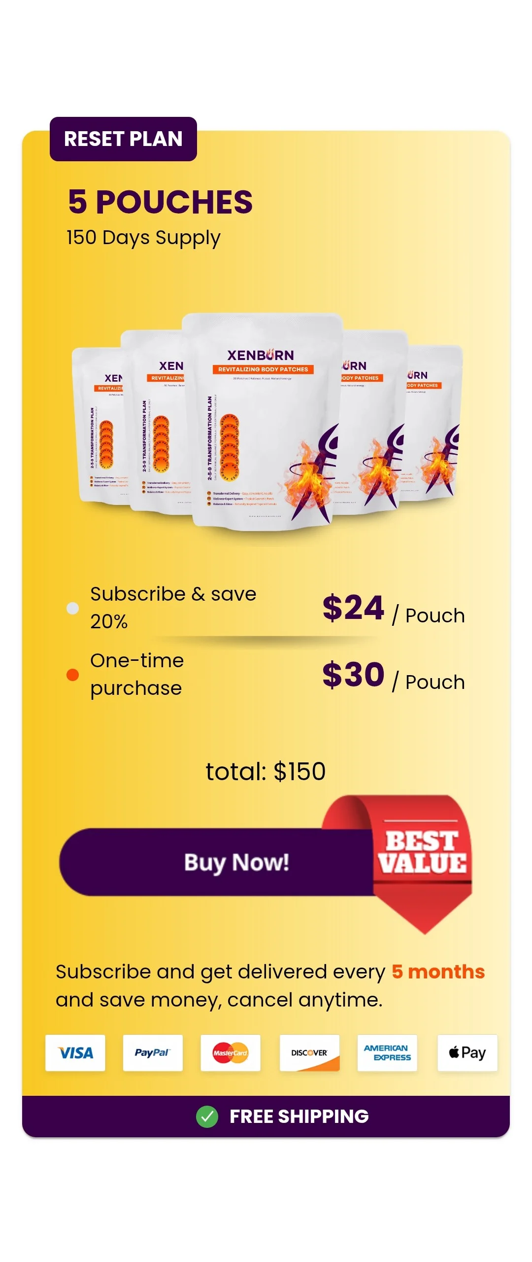 XenBurn™ 5 pouches pricing